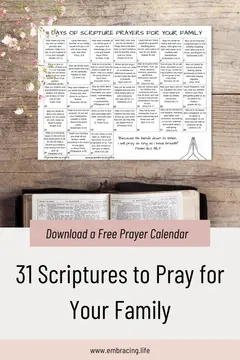 Prayer Calendar to help you pray Scripture for your family